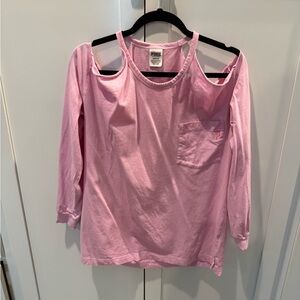 PINK Victoria's Secret Soft Pink Cold-Shoulder Long Sleeve Top